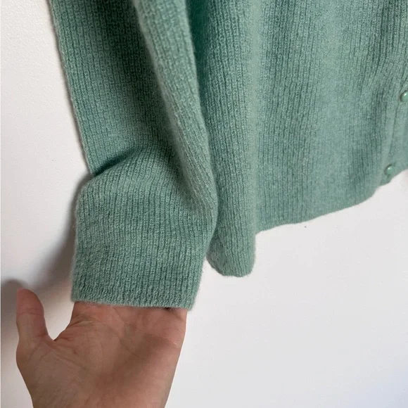 Sezane Barry Knit Cardigan - Green / Teal - Picture 7 of 8